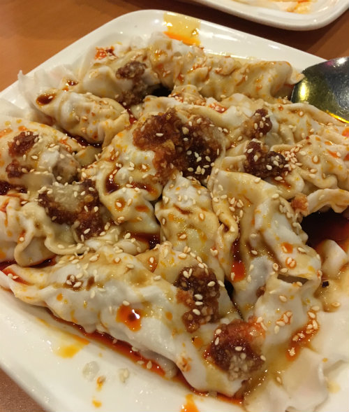 Spicy Szechuan dumplings at Chengdu 23 Wayne NJ